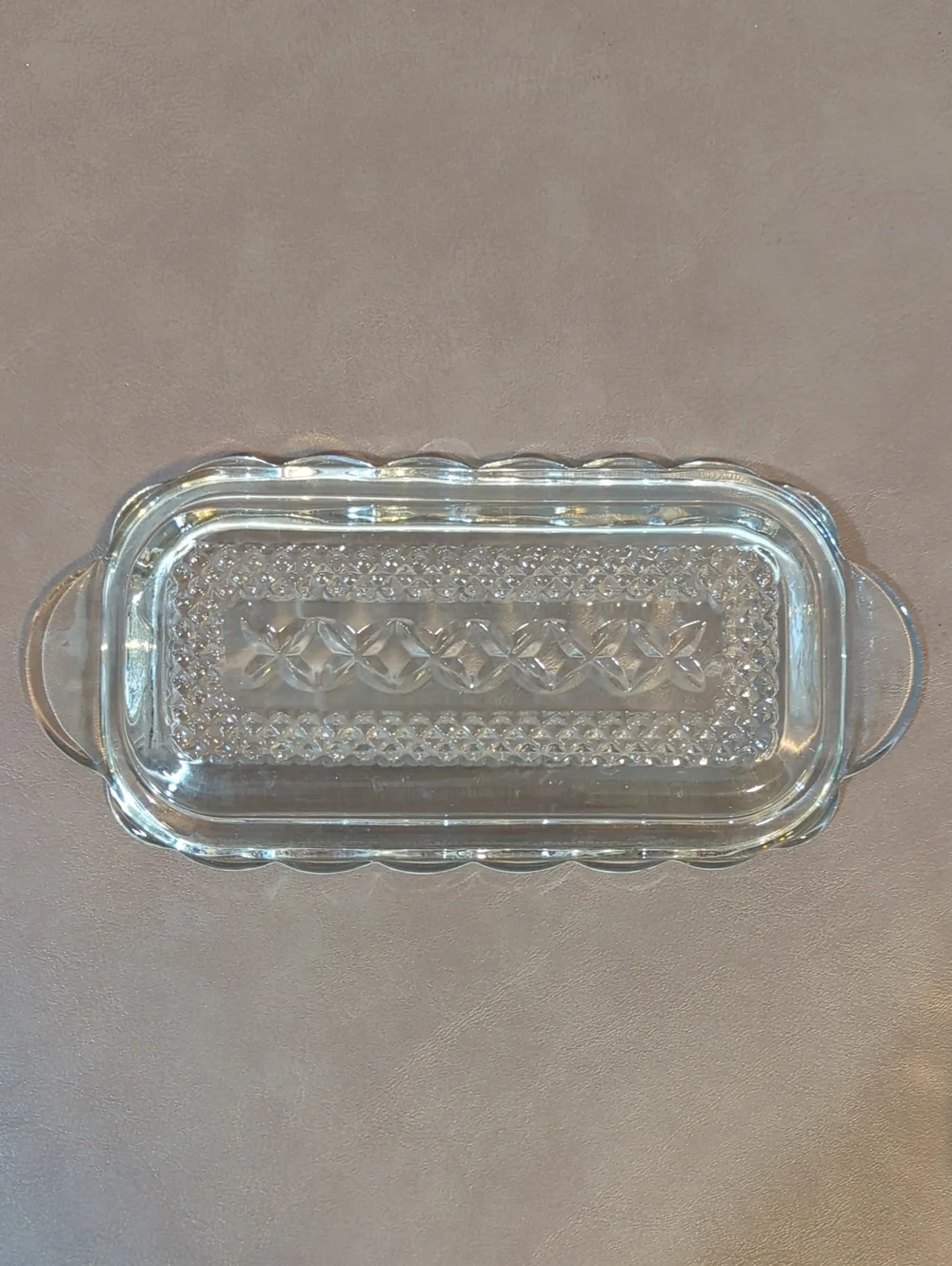 Vintage Anchor Hocking Wexford Clear Pressed Glass Covered Butter Dish